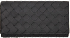 Черный бумажник Intrecciato Zip Bifold Bottega Veneta