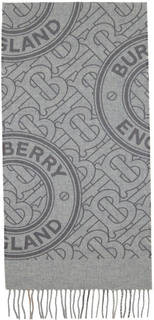 Серый двусторонний шарф с монограммой и клетку Burberry