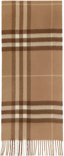 Светло-коричневый кашемировый шарф в крупную клетку Burberry
