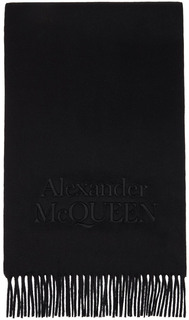 Черный кашемировый шарф Alexander McQueen