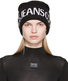 Черная шапка с логотипом Versace Jeans Couture