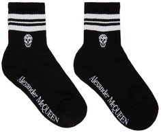 Спортивные носки с черепом в черно-белую полоску Alexander McQueen