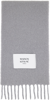 Серый шарф с бахромой Maison Kitsuné