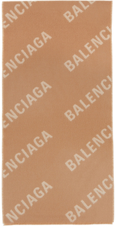 Бежево-белый шарф с логотипом по всей поверхности Balenciaga