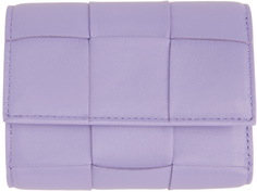 Пурпурный кожаный кошелек Trifold Bottega Veneta