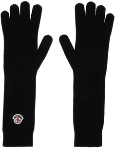 Черные лоскутные перчатки Moncler