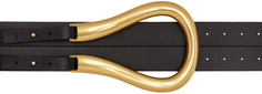 Черно-золотой ремень с крупной пряжкой в ​​виде подковы Bottega Veneta