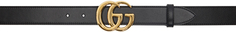 Черный ремень с узором GG Marmont Gucci