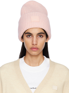 Розовая шапка с нашивками Acne Studios