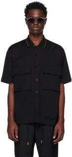 Черная рубашка с карманом на клапане sacai