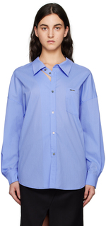 Синяя рубашка с вырезом lesugiatelier