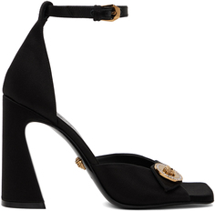 Черные босоножки на каблуке с Медузой Versace