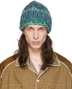 Сине-зеленая шапка ручной вязки Nicholas Daley