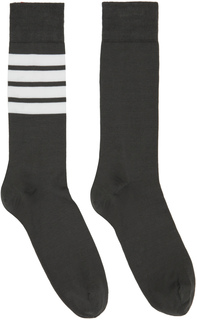 Серые носки до середины икры с 4 полосками Thom Browne