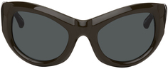SSENSE Эксклюзивные коричневые солнцезащитные очки Linda Farrow Edition Goggle Dries Van Noten