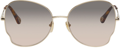 Золотые овальные солнцезащитные очки Chloé Chloe