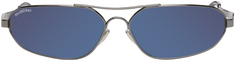 Серебряные овальные солнцезащитные очки Balenciaga