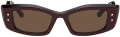 Красные солнцезащитные очки в прямоугольной оправе с V-образным вырезом Valentino Garavani