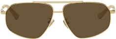 Золотые классические солнцезащитные очки-авиаторы Bottega Veneta