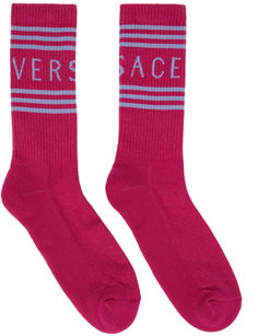 Розовые носки с логотипом Versace
