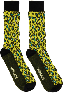 Желтые носки с леопардовым принтом Versace