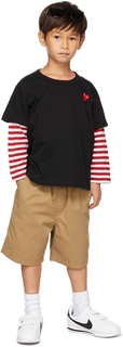 Детская черно-красная футболка с нашивками Comme des Garçons Play
