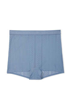 Трусы-шорты Victoria&apos;s Secret Logo Pointelle High-Waist, пыльно-синий