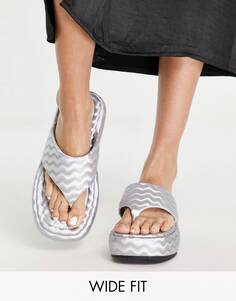 Серебристые сандалии на платформе широкого кроя ASOS DESIGN Francesca