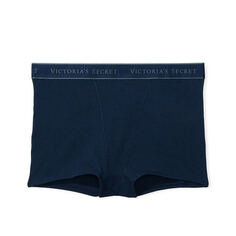Трусики-шортики с высокой талией Victoria&apos;s Secret Logo Cotton, темно-синий