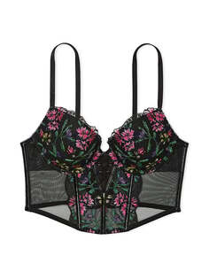 Корсет Victoria&apos;s Secret Very Sexy Push-up Embroidered, чёрный/мультиколор