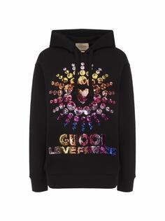 Хлопковое худи с пайетками Gucci