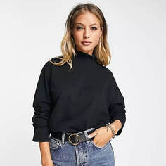 Свитшот Asos Design Boxy High Neck, черный