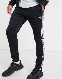 Черные узкие джоггеры с тремя полосками adidas Originals adicolor - BLACK