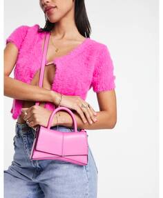 Розовая сумка через плечо с треугольными деталями, ручкой сверху и съемным ремешком через плечо ASOS DESIGN