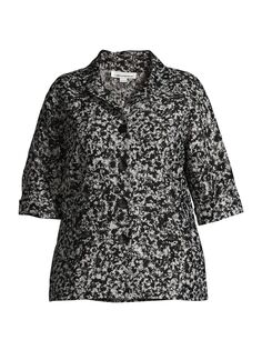 Легкая рубашка с кокетливыми цветочными мотивами Caroline Rose, Plus Size, черный
