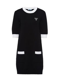 Мини-платье из хлопка Prada, черный