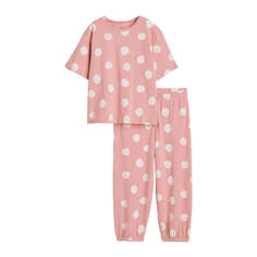 Пижама из хлопкового трикотажа H&amp;M Dots, светло-розовый H&M