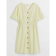 Хлопковое платье с короткими рукавами H&amp;M Patterned, светло-желтый/зеленый H&M