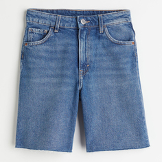 Хлопковые джинсовые шорты-бермуды H&amp;M Solid-color, синий H&M
