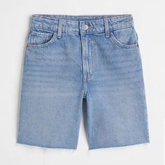 Хлопковые джинсовые шорты-бермуды H&amp;M Solid-color, светло-синий H&M