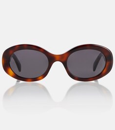 Солнцезащитные очки в овальной оправе Triomphe 01 Celine, коричневый