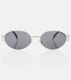 Солнцезащитные очки в металлической оправе Triomphe Celine, серебряный
