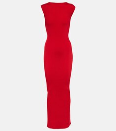 Трикотажное платье в рубчик с открытой спиной GIVENCHY, красный