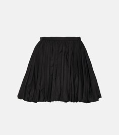 Хлопковая мини-юбка со складками JIL SANDER, черный