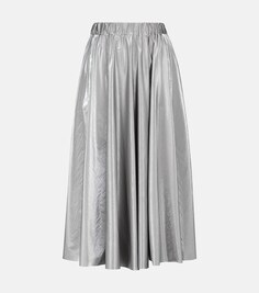 Плиссированная юбка миди с завышенной талией MONCLER, серебряный