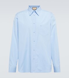 Рубашка из хлопкового поплина с узором GG Gucci, синий