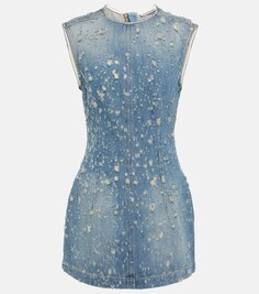Джинсовое мини-платье с эффектом потертости ACNE STUDIOS, синий