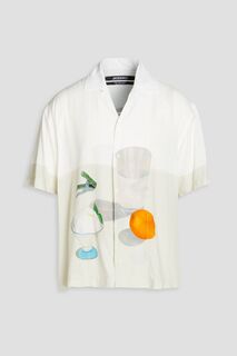 Джинсовая рубашка из крепа с принтом JACQUEMUS, белый