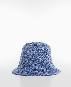 Женская двухцветная шляпа из натурального волокна MANGO, синий