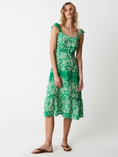 Платье миди Finery Indica с рассеянным принтом, зеленый/разноцветный